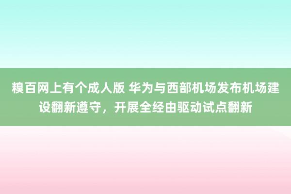 糗百网上有个成人版 华为与西部机场发布机场建设翻新遵守，开展全经由驱动试点翻新
